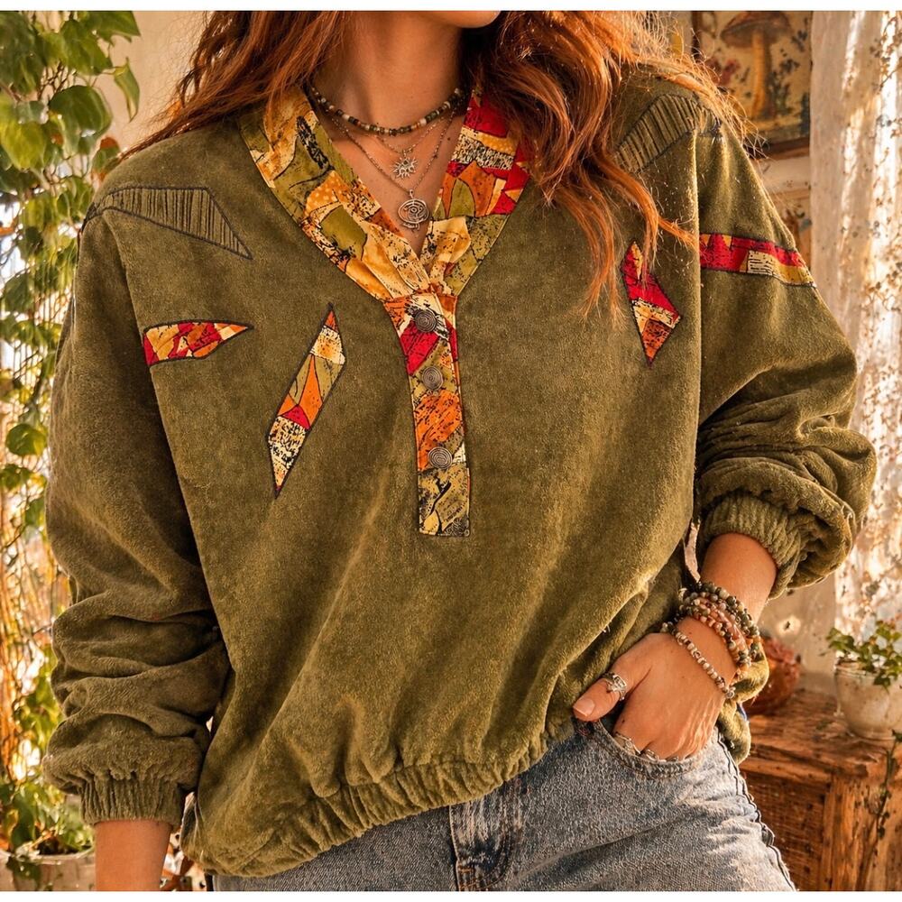 Vintage 80s Pierre Lamonte Abstract Sweatshirt USA Art To Wear Sz 10